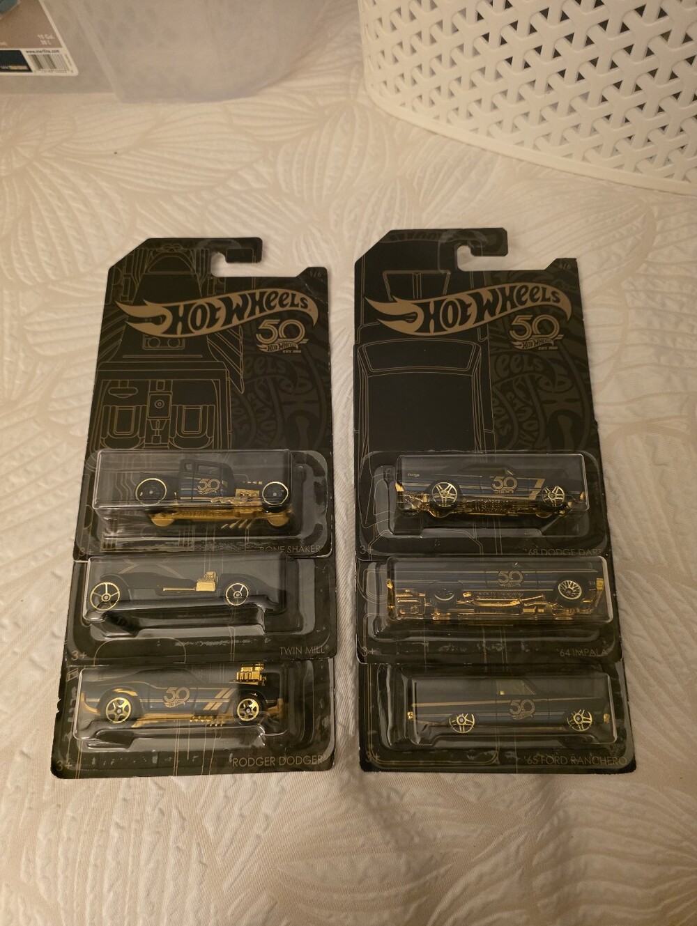 Hot Wheels 50th Anniversary Gold Collector Cars - Set of 6